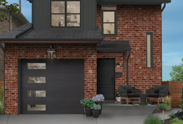 Black Garage Door for Red Brick Houses