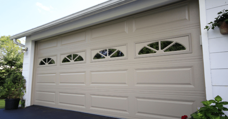 long panel garage door with windows