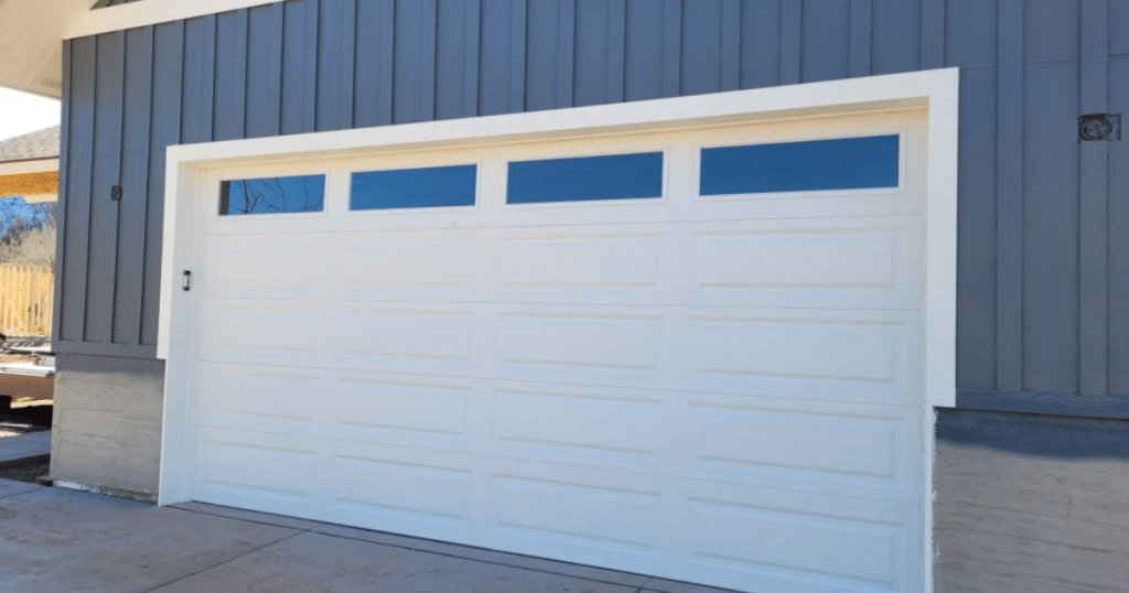 long panel garage door with window